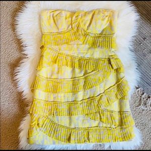 Cynthia Steffe Yellow Grey Strapless Mini Dress 6